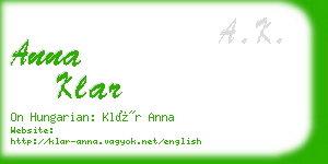 anna klar business card